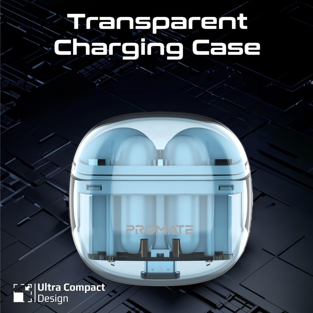 Promate Transparent TWS Earbuds with 26 Hours Play Time in Qatar Promate Transparent TWS Earbuds with 26 Hours Play Time in Qatar